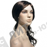 Парик женский для манекена, искусственный, без челки, волосы средней длины, вьющиеся, цвет каштан