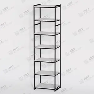 Открытый стеллаж черный металл лофт 7 полок