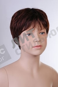 Парик детский, искусственный, для мальчика, с челкой, короткие прямые волосы, цвет темный каштан