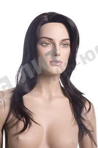 Парик женский для манекена, искусственный, без челки, длинные волнистые волосы, цвет черный