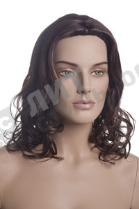 Парик женский для манекена, искусственный, средней длины волнистые волосы, цвет каштан