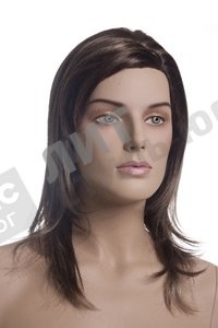 Парик женский для манекена, искусственный, без челки, средней длины прямы волосы, цвет каштан