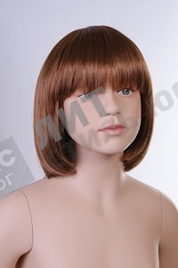 Парик детский, искусственный, для девочки, с челкой, прямые волосы средней длины, цвет золотистый шатен.