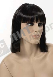 Парик женский для манекена, искусственный, с челкой, прямые волосы средней длины, цвет черный