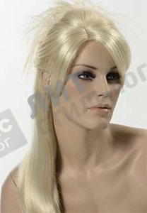 Парик женский для манекена, искусственный, с челкой, длинные прямые волосы, собранные в прическу, цвет платинум блонд