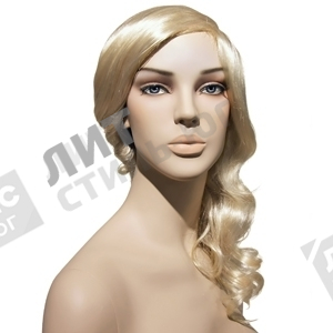 Парик женский для манекена, искусственный, без челки, волосы средней длины, вьющиеся, цвет платинум блонд
