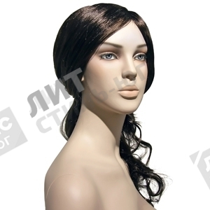Парик женский для манекена, искусственный, без челки, волосы средней длины, вьющиеся, цвет каштан