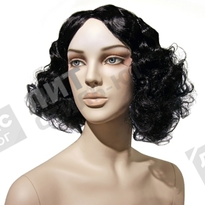 Парик женский для манекена, искусственный, без челки, волосы выше плеч, вьющиеся, цвет черный