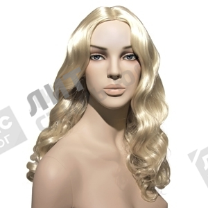 Парик женский для манекена, искусственный, без челки, вьющиеся волосы средней длины, цвет платинум блонд