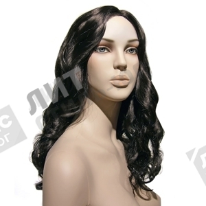 Парик женский для манекена, искусственный, без челки, вьющиеся волосы средней длины, цвет черный