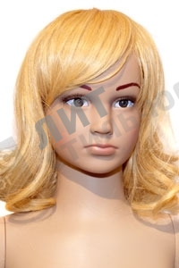 Парик детский, искусственный, для девочки, с челкой, волнистые волосы средней длины, цвет золотистый блондин