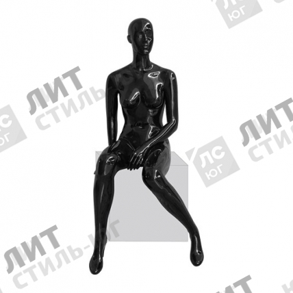 Манекен женский, черный, абстрактный, для одежды на круглой подставке, сидячий