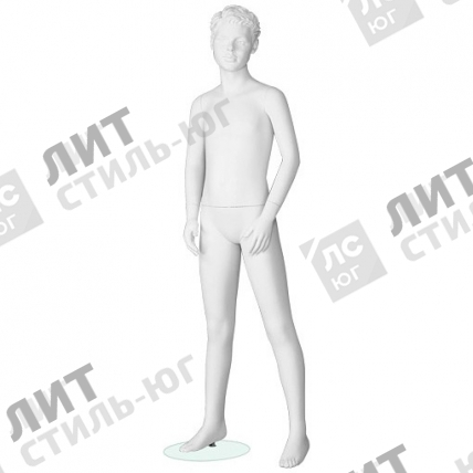 Манекен детский (мальчик), скульптурный, белого цвета, для одежды в полный рост, на 12 лет, стоячий прямо