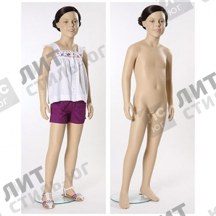 Манекен детский (девочка), реалистичный телесный (парик отдельно), для одежды в полный рост на 6 лет, стоячий прямо