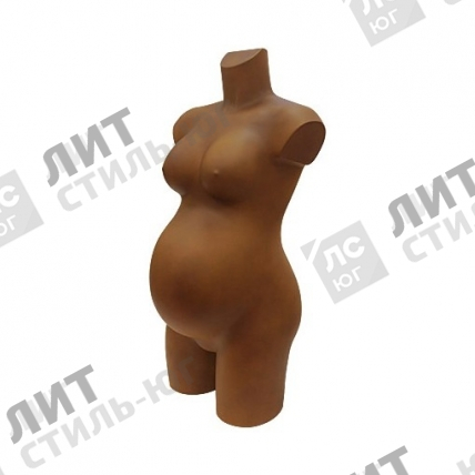 Торс женский, скульптурный, беременный, цвет коричневый