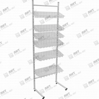 Стойка напольная, нерегулируемая, стационарная, с корзинами, цвет белый
