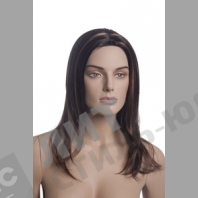Парик женский для манекена, искусственный, без челки, средней длины прямые волосы, цвет каштан