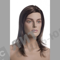 Парик женский для манекена, искусственный, без челки, средней длины прямы волосы, цвет каштан