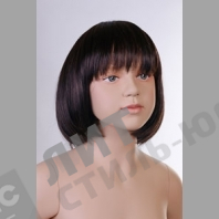 Парик детский, искусственный, для девочки, с челкой, прямые волосы средней длины, цвет темный каштан