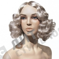 Парик женский для манекена, искусственный, без челки, волосы выше плеч, вьющиеся, цвет пепельный блонд