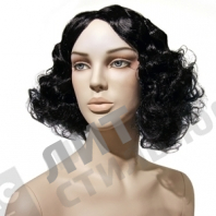 Парик женский для манекена, искусственный, без челки, волосы выше плеч, вьющиеся, цвет черный