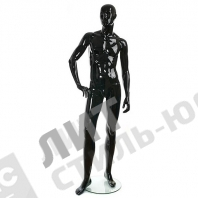 Манекен мужской, черный глянцевый, абстрактный, для одежды, правая рука согнута
