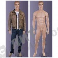 Манекен мужской, стоячий, стилизованный, для одежды, реалистичный телесный
