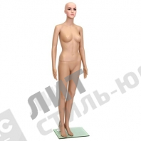 Манекен женский, стоячий, пластиковый, с макияжем, телесный, для одежды