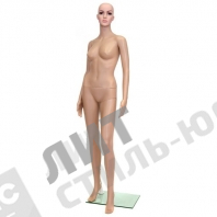 Манекен женский, стоячий, пластиковый, с макияжем, телесный, классическая поза