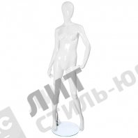Манекен женский, белый глянцевый, абстрактный, для одежды, левая рука согнута