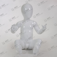 Манекен детский, стилизованный, белый глянец, для одежды в полный рост, на 1-1.5 года, сидячий
