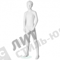 Манекен детский (мальчик), скульптурный, белого цвета, для одежды в полный рост, на 12 лет, стоячий прямо