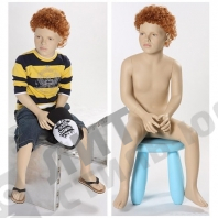 Манекен детский (мальчик), реалистичный телесный (парик отдельно), для одежды в полный рост на 6 лет, сидячий