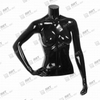 Торс женский с руками, скульптурный, укороченный, цвет черный глянец, правая рука согнута в локте